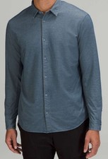 Lululemon Commission Long Sleeve Button Up Shirt Blue Oxford Stretch Men  s Large