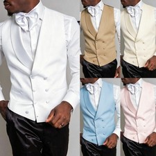 Man Vest for Wedding Double Breasted Waistcoat Formal Suit Vest Shawl Lapel