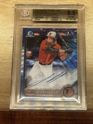 2022 Bowman Chrome Draft Auto Blue Wave Ref Jackson Holliday BGS 9.5 #/150