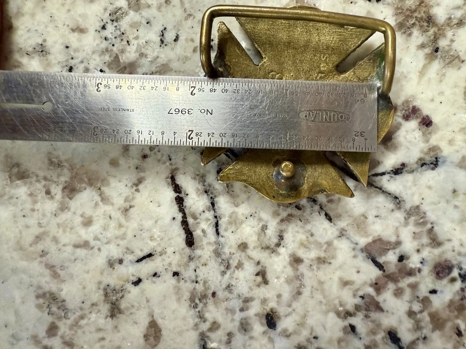 Hebilla de cinturón de bomberos 'latón macizo' - Vintage FD estilo cruz maltesa Foto 4 de 4