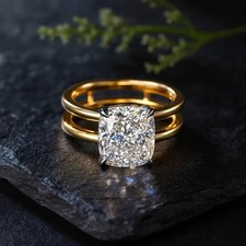 2Ct Cushion Cut Certified Moissanite 14K White Gold Plated Women's Wedding Ring