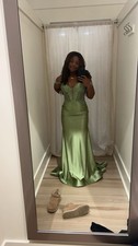 Sherri Hill Green Beaded Studded Accent Dress Size 6