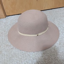 Rag & Bone Womens Floppy Brim Wool Hat Large Tan Fedora Leather Band Made in USA