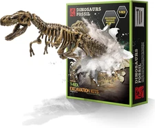 Dinosaur Fossil Dig Kit, Realistic Skeleton Excavation Toys for Kids
