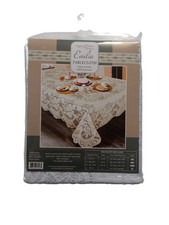 Fine Lace White Tablecloth Size 60"x104" Polyester Table cloth For Seats 8-10
