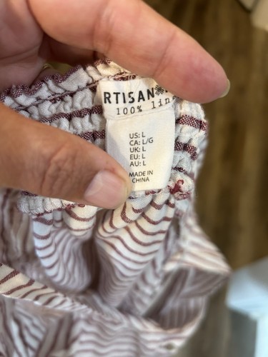 Artisan NY Womens Size Large Linen Striped Button Front Dress Game Day Mini - Picture 2 of 5