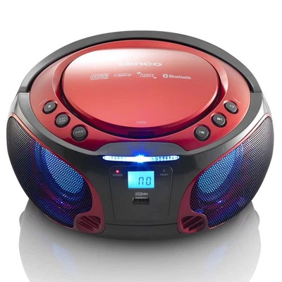 Lenco SCD-550RD - Tragbares FM-Radio mit CD/MP3-Player - Bluetooth und USB - Rot