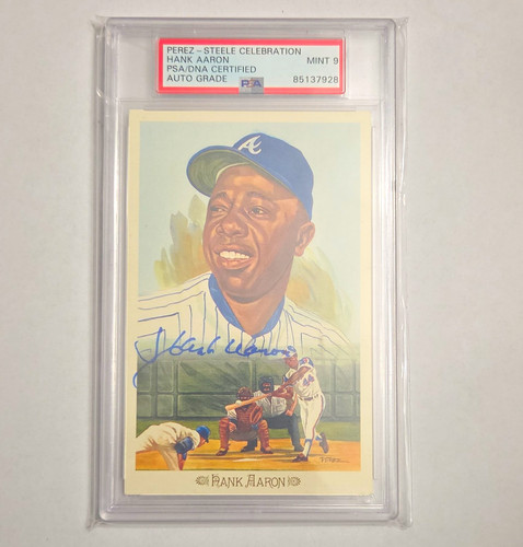 1989 Perez-Steele Celebration Hank Aaron #1 Auto PSA 9 Serial #85137928/10000