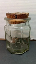 Ben Rickert Vtg Glass Octagonal Jar with Cork Top, Wayne, N.J. Cork Top Bubble