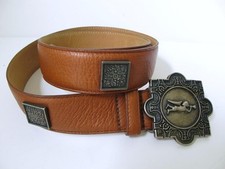 Vintage American Angel Leather Belt XL Women's Decorative Floral Studs Brown