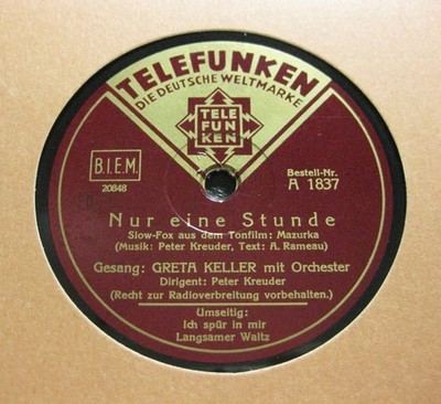 GRETA KELLER Nur eine Stunde / Ich spür in mir TELEFUNKEN A 1837 (423)
