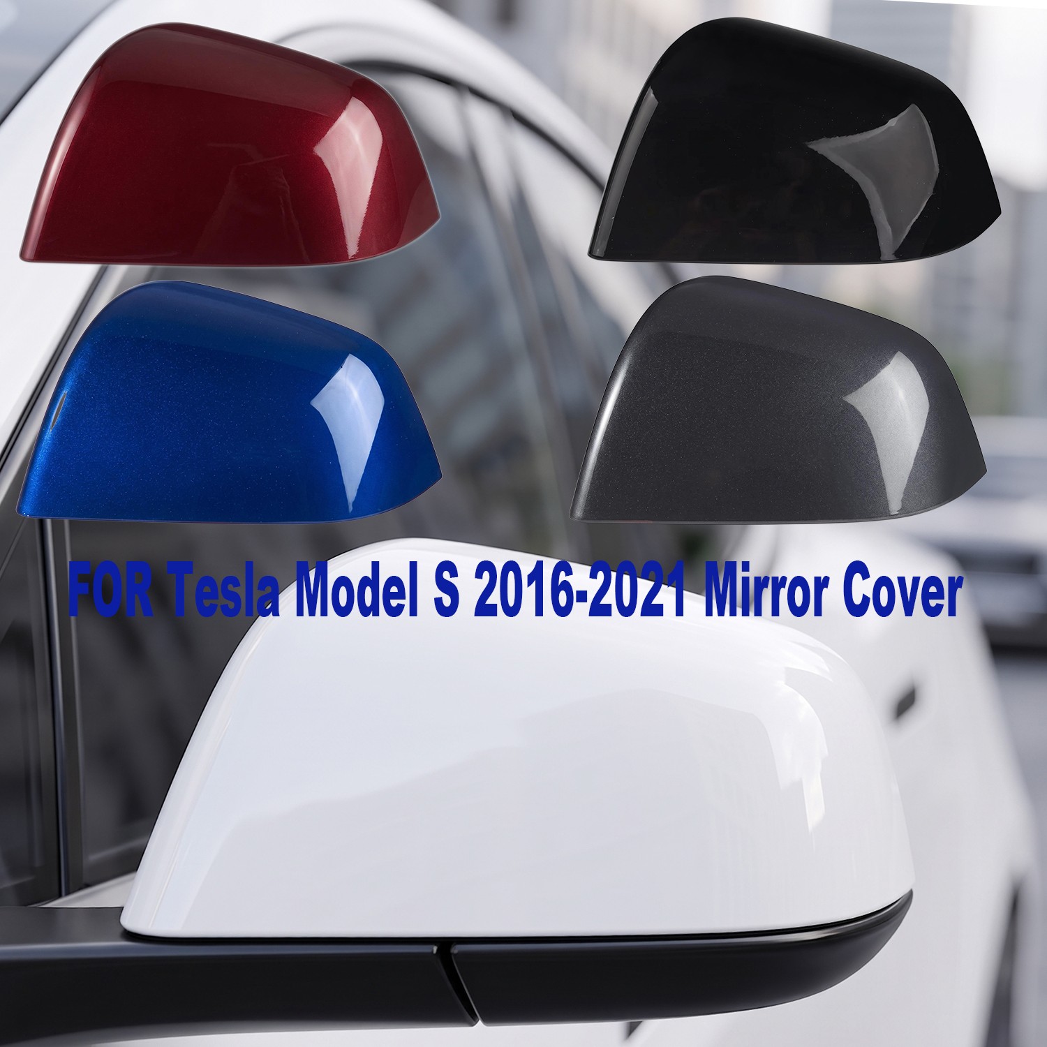 FOR Tesla Model S 2016-2021 Rearview Mirror Cover Car Side Cap Shell Replacement