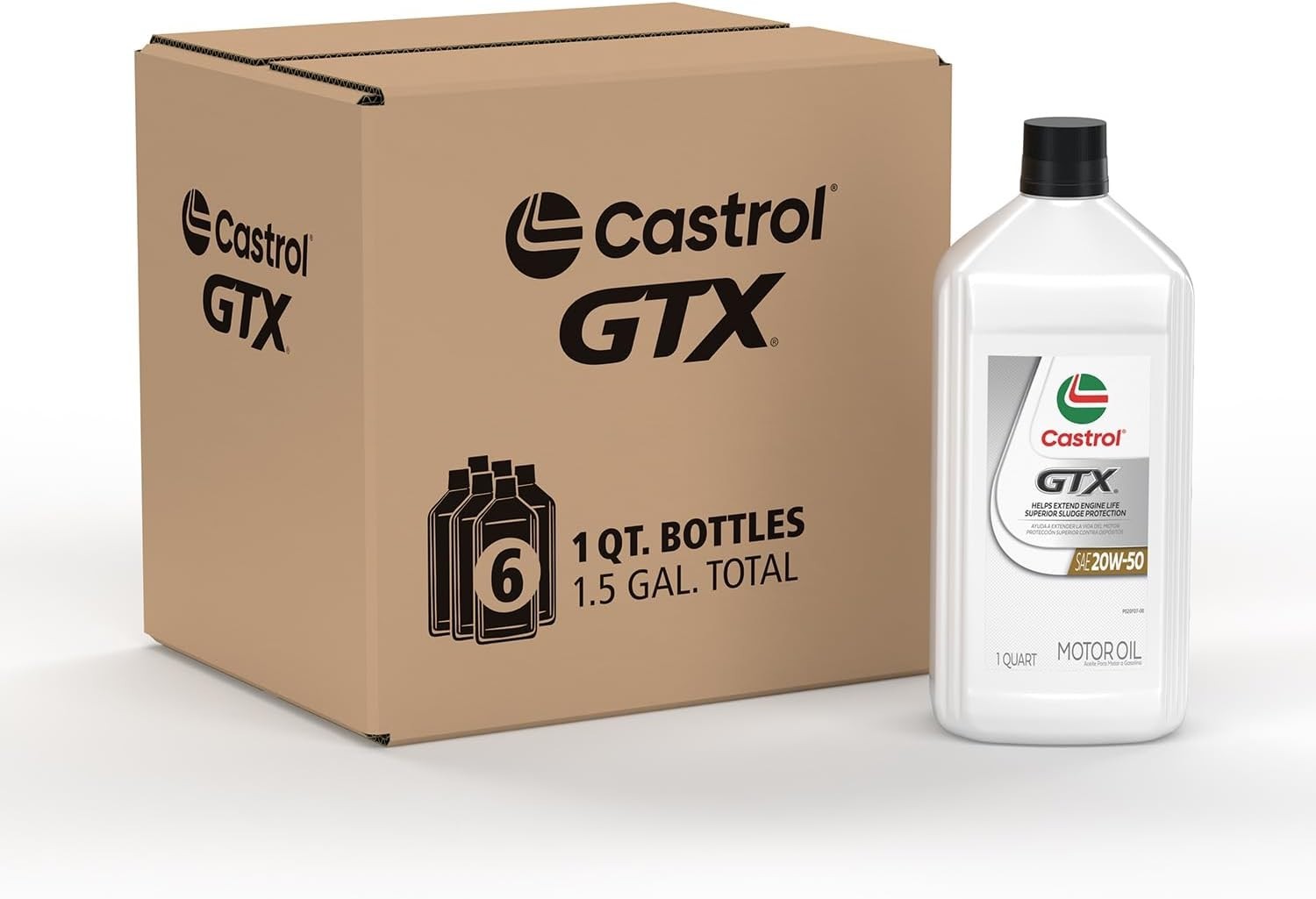 Castrol GTX 20W-50 Conventional Motor Oil, Case of 6 - 1 Qua