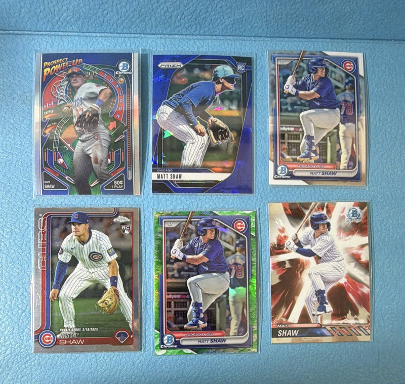 Matt Shaw Cubs 6-Card Lot 2024 Topps Bowman Chrome Rookie 1st Bowman