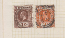 lot 2 beaux timbres Anciens CEYLON STRI LANKA CEYLAN 1915 Oblitérés GEORGE V 