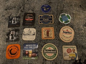 Lot of 15 Vintage Beer Coasters Pub Bar Drink Cardboard Coasters Various Brands