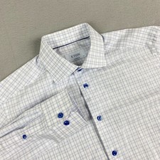 Eton contemporary Mens Dress Shirt 15.5 39 stretch Long Sleeve Button plaid