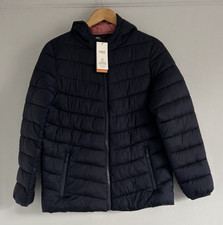 Marks & Spencer Girls Coat  Shower Proof Padded + Hood Navy 13 - 14 Yrs 164 cm