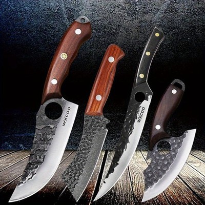 4PCS Stainless Steel Chef Knife Set Boning Cleaver Vegetable Fruit Cheese Knives