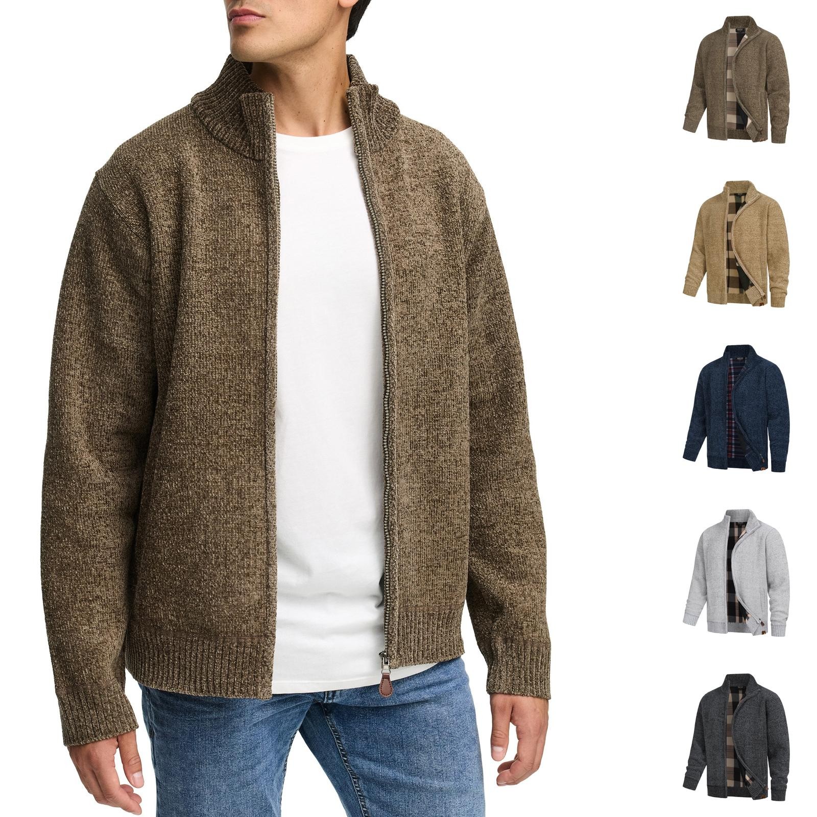 Indicode Herren Strickjacke INFilion-Cardigan Strick Reißverschluss Stehkragen