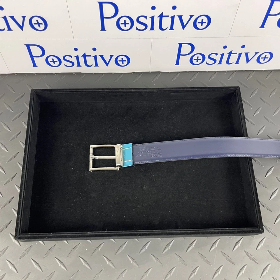 Bally Hombres Astor Medio Cuero Marrón Ajustable/Reversible Cinturón EU 110 Nuevo sin Etiqueta Foto 4 de 4