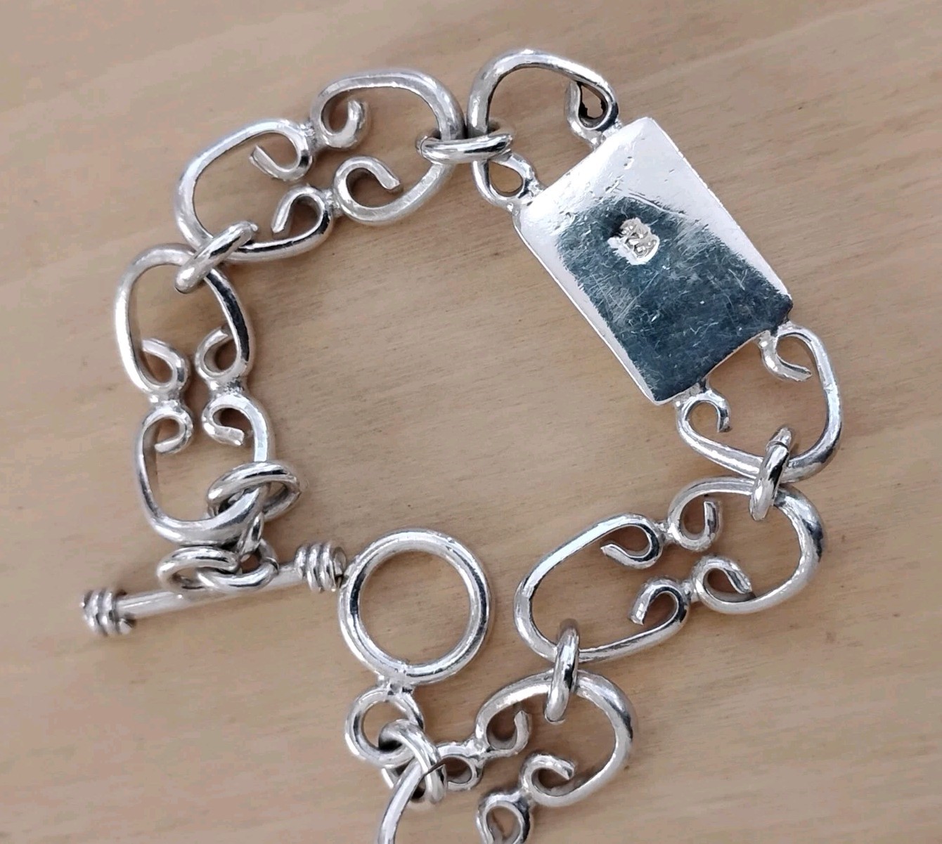 Sterling Silver Scroll-Link Toggle Bracelet Engra… - image 22