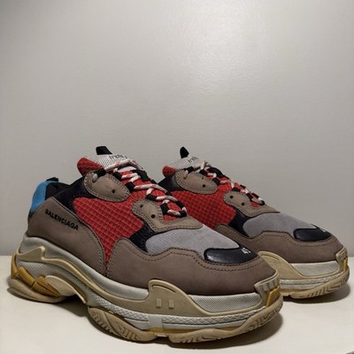 Balenciaga Triple S Sneaker Blue Red Men s Size 12 Oversized Beige Black 2018