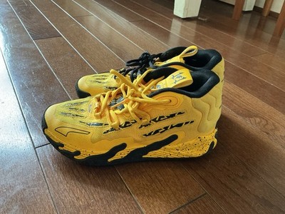 PUMA x LaMelo Ball M.E.L.O. Mid Top Basketball Sneakers Yellow/Black Mesh