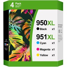950XL 951XL Ink Cartridges Combo Pack for HP OfficeJet Pro 8600 8610 8615 - 4PK