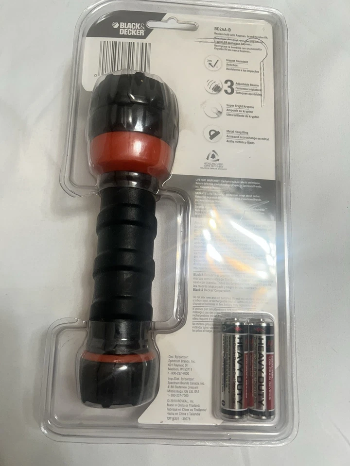 Linterna Black & Decker BD2AA-B luz de trabajo anillo colgante de metal garantía de por vida Foto 2 de 4