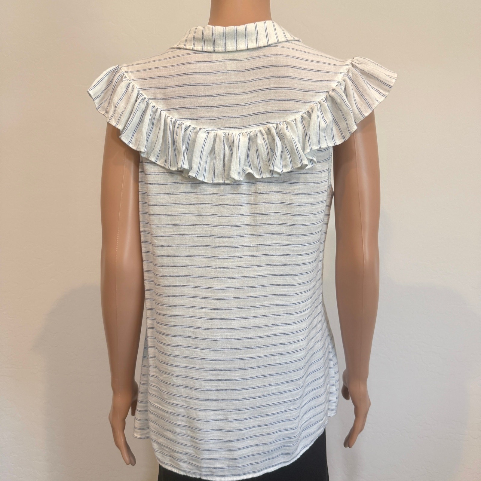 ModCloth XL ruffle collared button front striped … - image 6