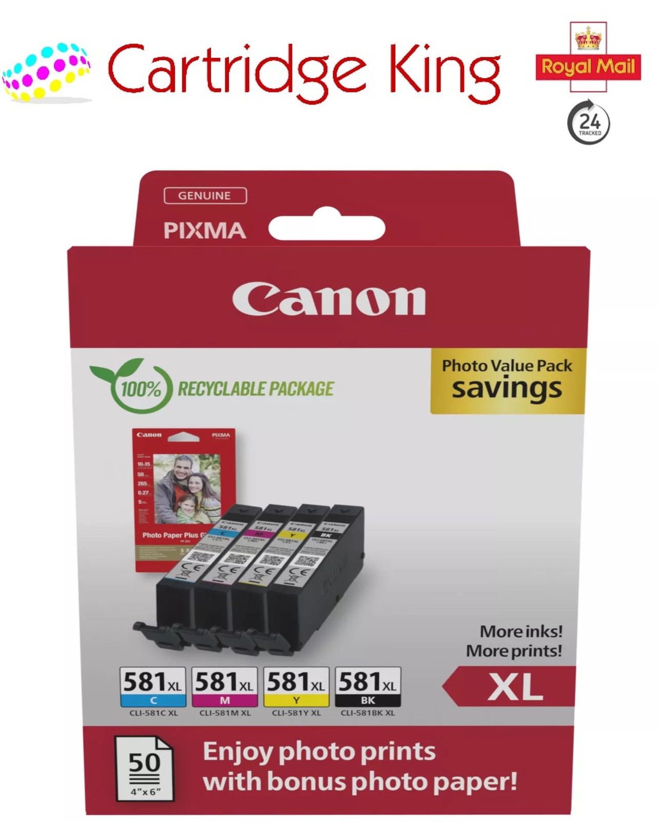 Canon CLI-581XL High Yield Genuine Ink Cartridges, Pack of 4 (Black, Cyan, Magen - Image 30