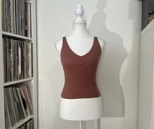 Y2K Gap Dark Coral Cotton Blend Rib Knit Basic Slim Fit Cami Tank Top Women’s S