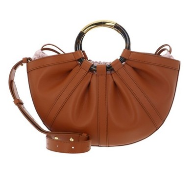 COCCINELLE Shell Handbag Smooth Leather Handtasche Tasche Crab hellbraun Neu