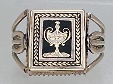 1803 Antiker Ring aus 15ct Gold Emaille mit Perle, Name & Datum, Trauer