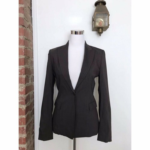 Elie Tahari Schurwollmischung Blazer Nadelstreifen Jacke gefüttert Knopf Damen Größe 4 - Bild 1 von 11