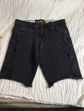 RAW X RAWX BOY  S SHORTS SLIM BLACK SIZE 16 DENIM STRETCH DISTRESSED FASHION