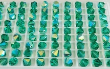 Vintage Swarovski 5301 8mm Light Emerald AB bicone beads, (12pcs) 