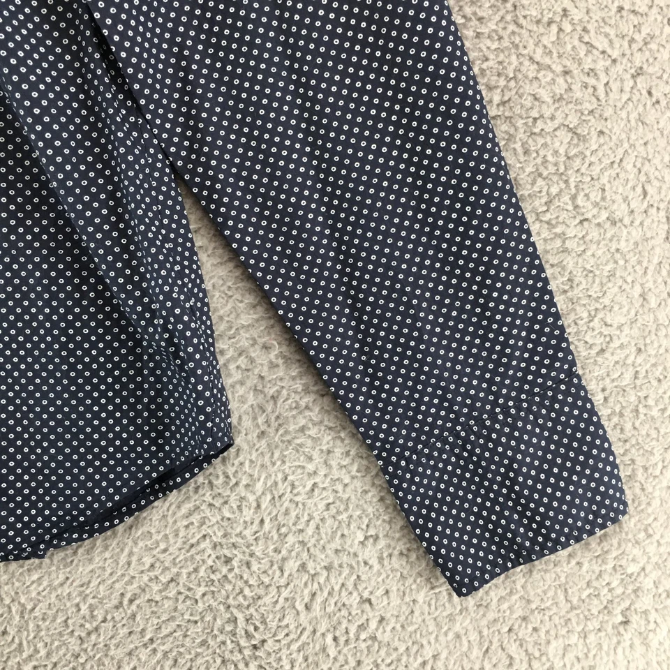 Camisa J.Crew Abotonada Para Hombres 14 Azul Lunares Manga Larga Cuello Peter Pan Foto 3 de 4