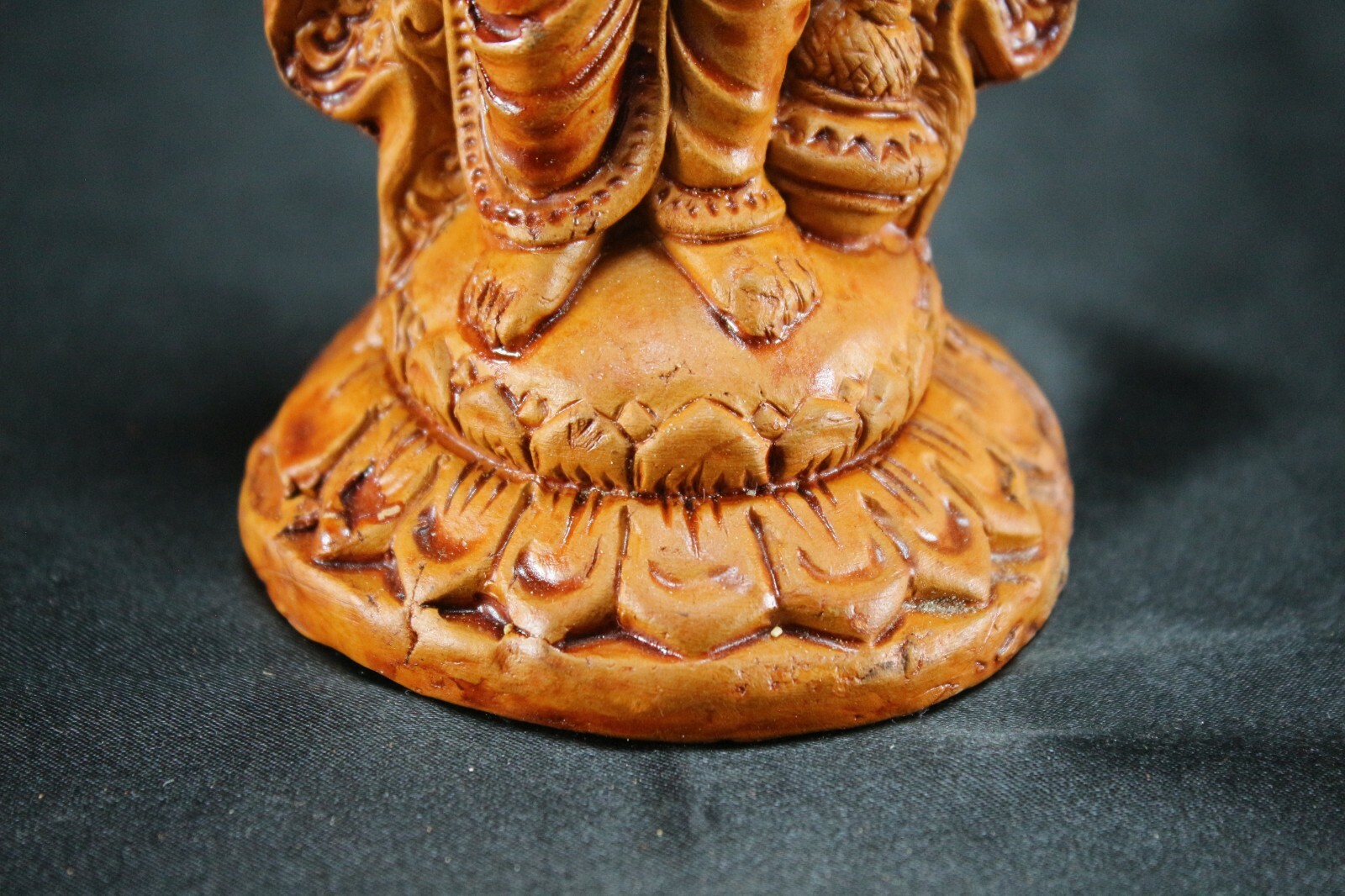 Vintage Terracotta God Vishnu Statue Handmade Figure Indian River Clay
