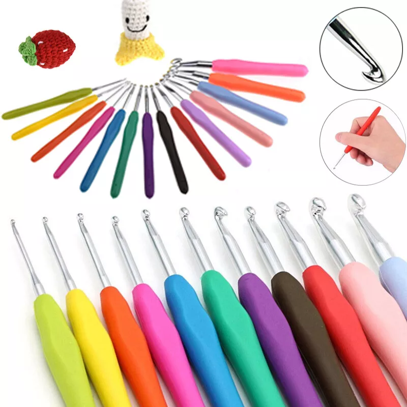 Ergonomic Crochet Hook Easy Multicolor Soft Grip Handle 2mm to