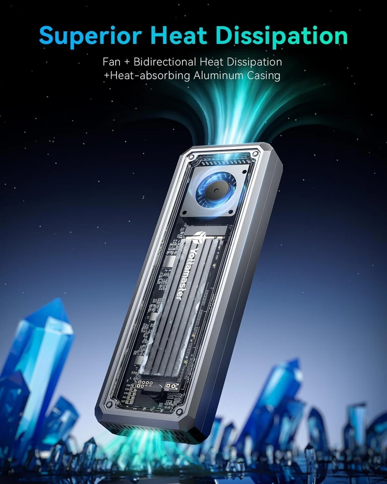 Yottamaster 40Gbps M.2 NVMe SSD Gehäuse USB 4 Thunderbolt PCIe Adapter M Key - Bild 2 von 4