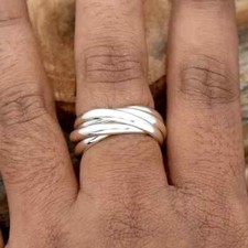 Solid 925 Sterling Silver Band Statement Meditation Handmade Ring All size-D13