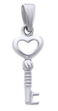 Small Key to My Heart Charm Pendant Necklace For Womens In 14K Solid White Gold