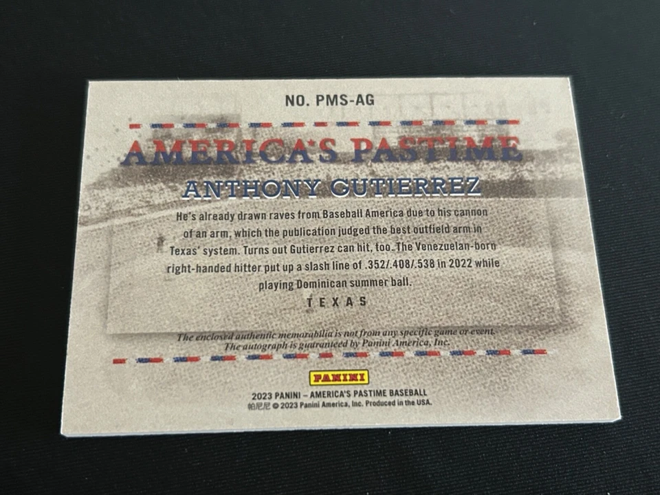 2023 Chronicles Anthony Gutierrez AMERICAS PASTIME ROOKIE PATCH AUTO #100/100 🔥 - Image 2 of 2