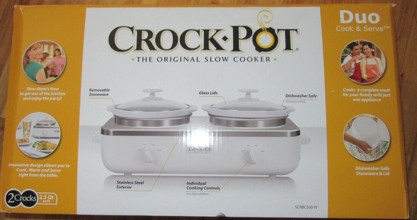 Crock Pot Original Slow Cooker 2 Crocks in One 2.5 Qt ea Coo