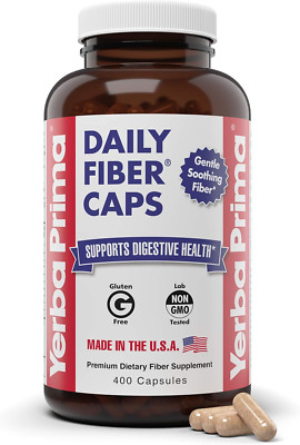 Daily Fiber Caps Formula, 400 Capsules - Both Soluble and Insoluble - with Ps...