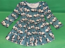 Pete  Lucy Panda Bear Print Long Slv Twirl Dress Infant 0-6 Months Soft Stretch
