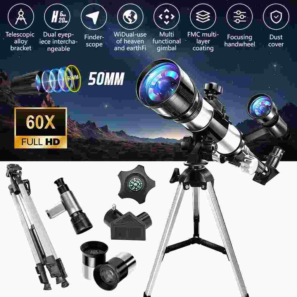 50mm Refractor Telescope With Tripod Celestron Kids 50mm Refractor
