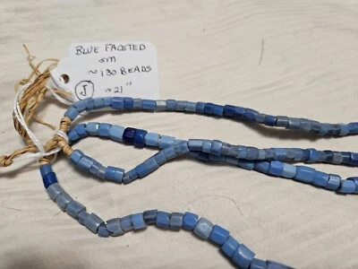Vintage Czech opaque,lt.blue faceted,Czech,trade beads.~3-4mm, $40.00/strand, J - Image 1 of 2